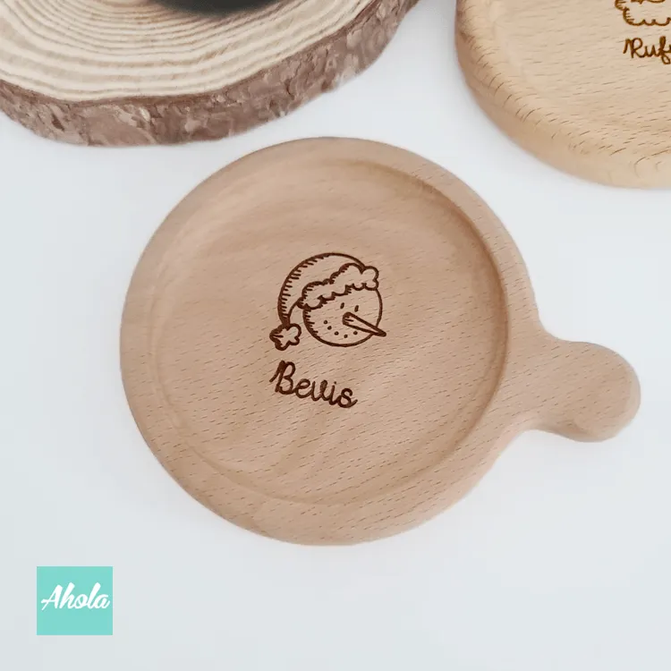 【ho-ho-ho】Engraved Wooden Cup Lid / Coaster 刻字櫸木杯蓋 / 杯墊