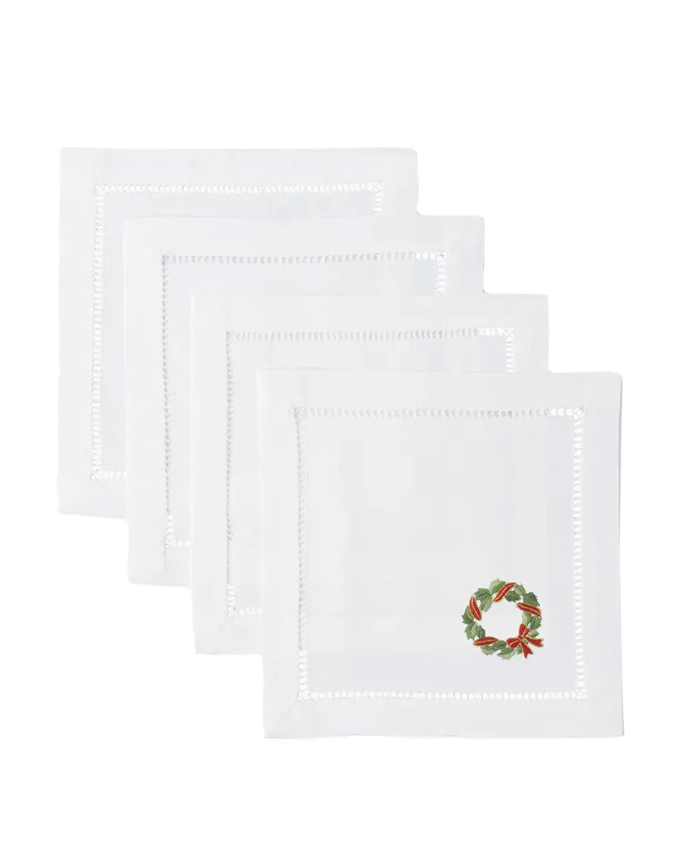 Holly Ribbon Wreath Cocktail Napkin