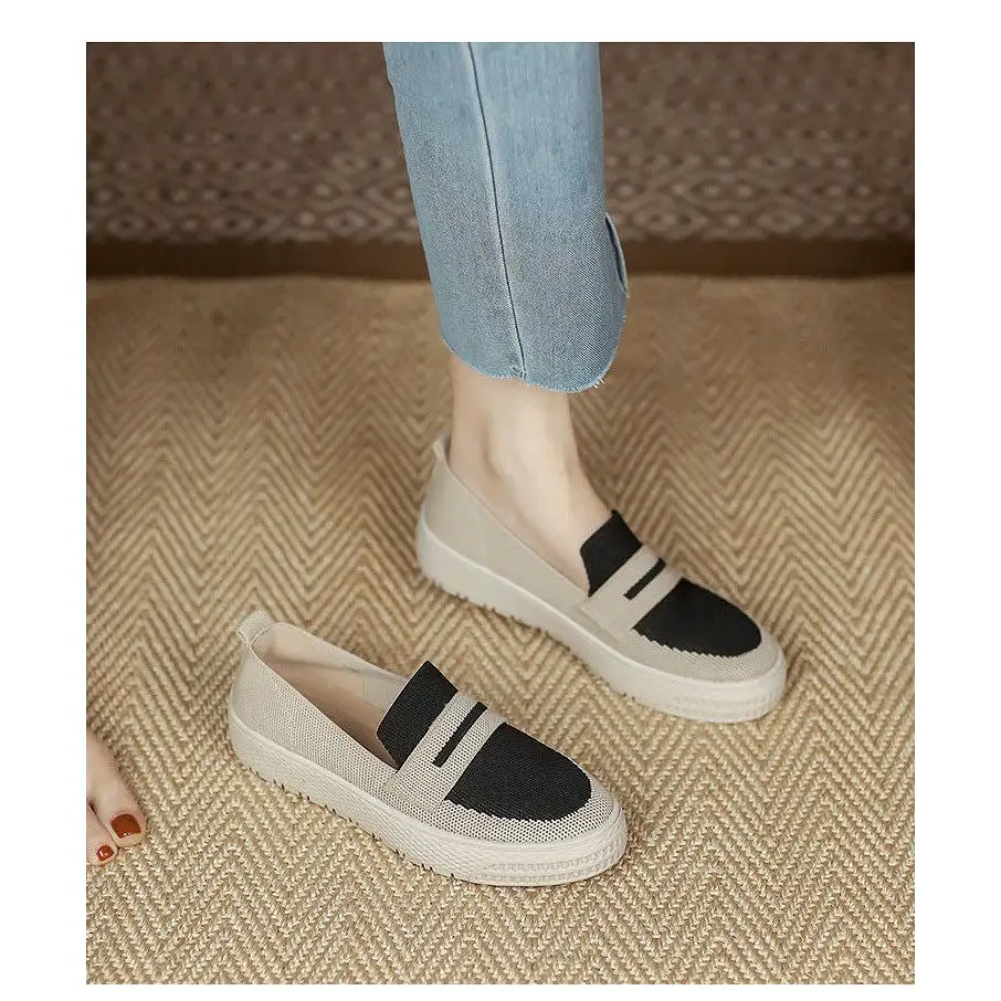 INSTOCK-Japanese flat round toe one-leg loafer shoes for women.