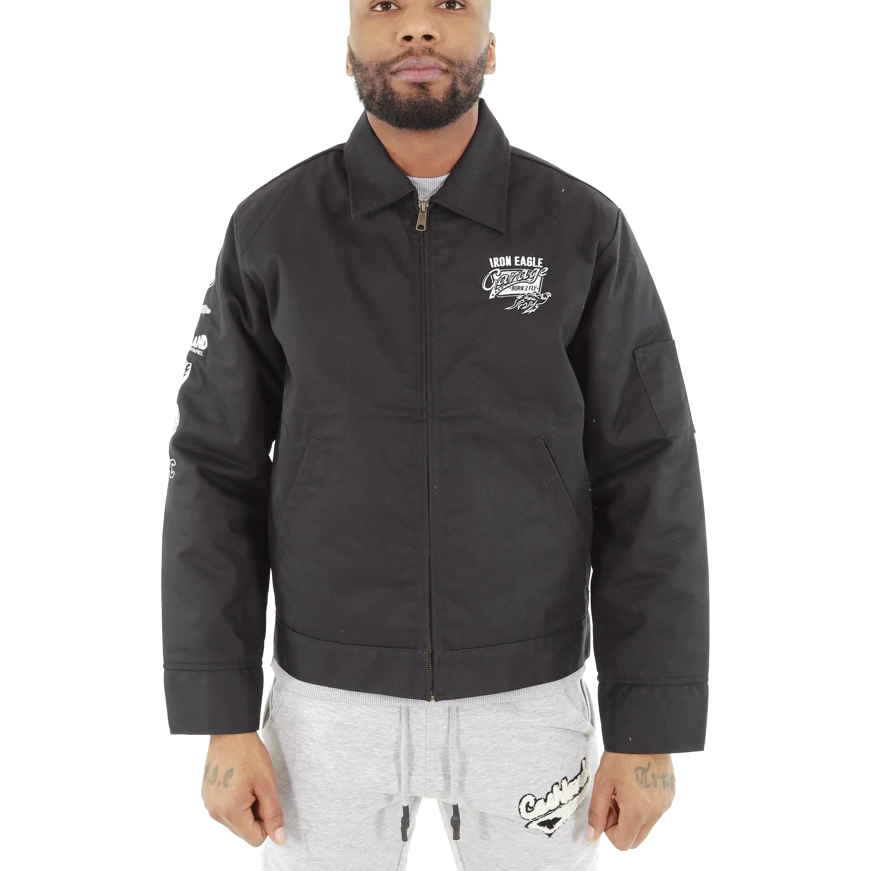 Iron Eagle Garage Mechanic Jacket . Black / White