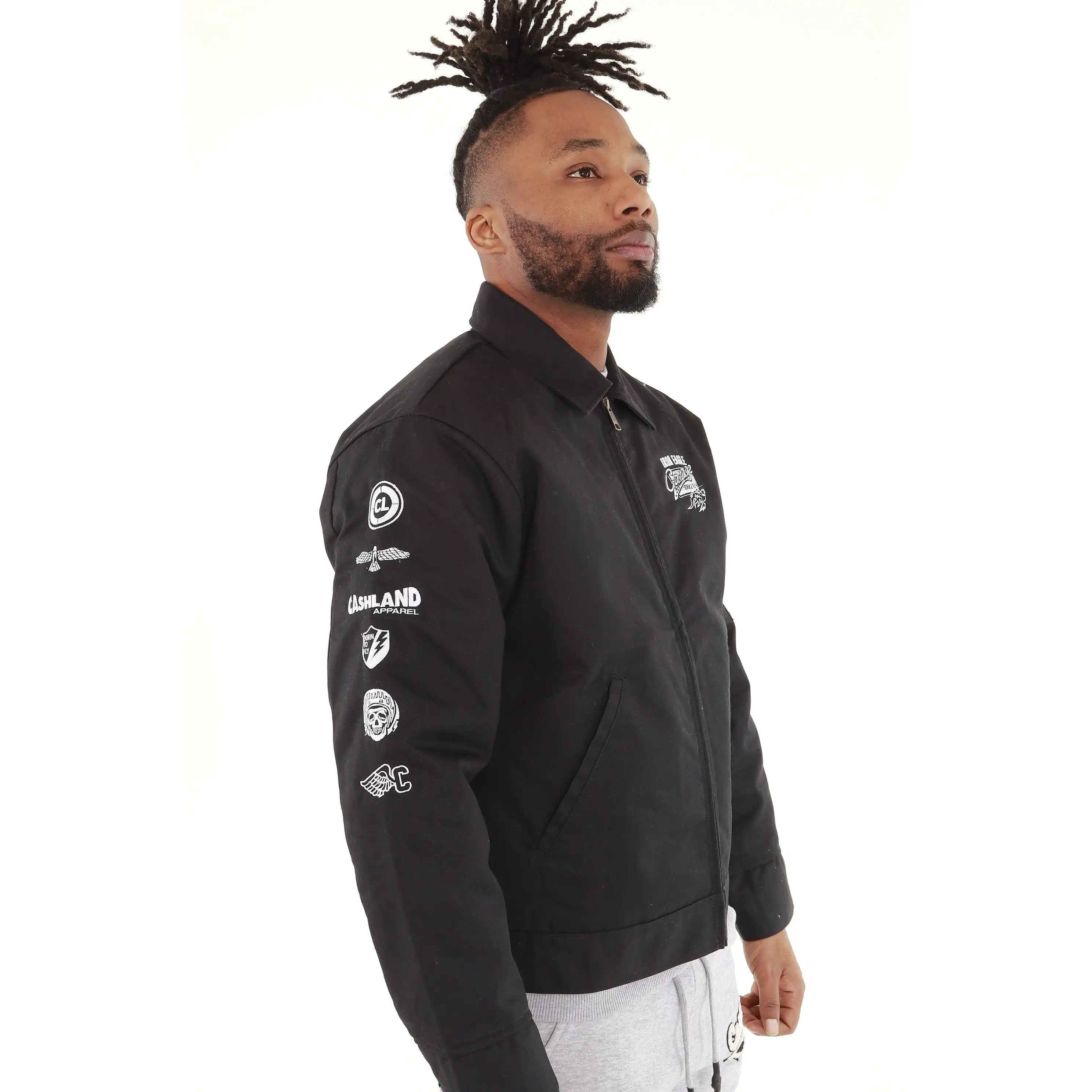 Iron Eagle Garage Mechanic Jacket . Black / White