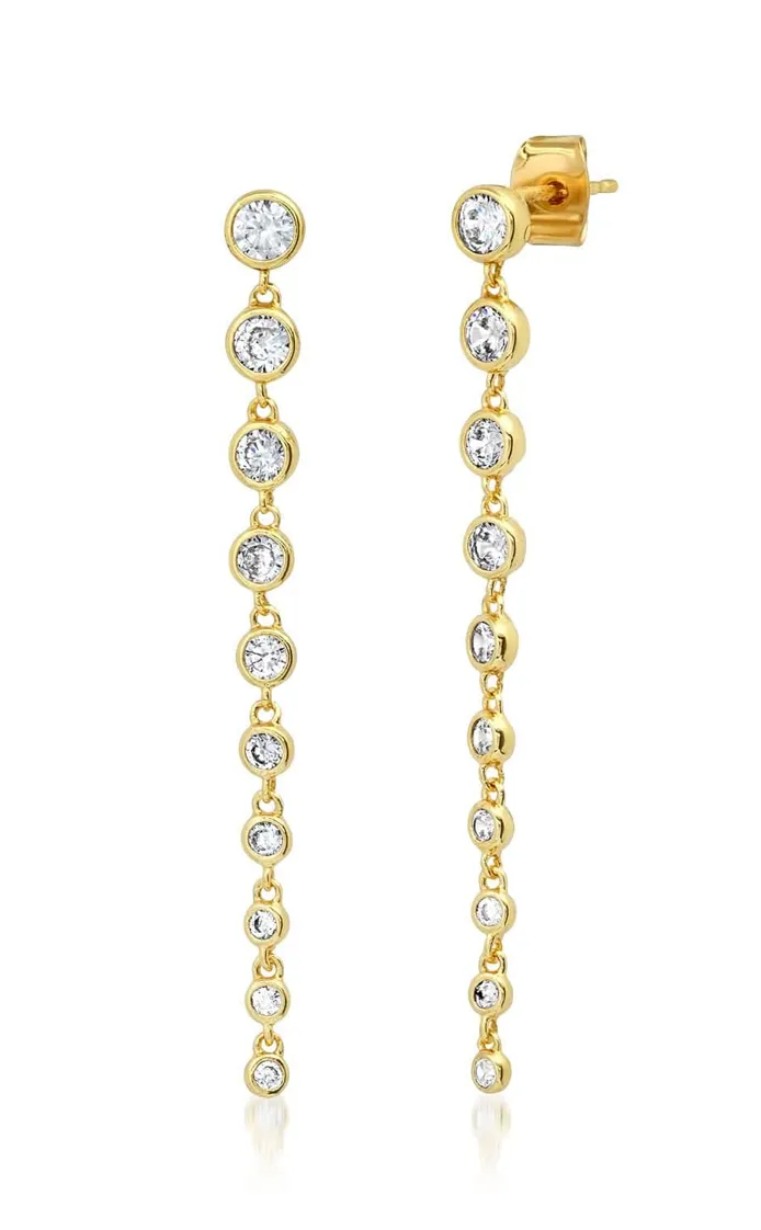 KELLY GRADUATED BEZEL SET LINEAR CZ EARRINGS