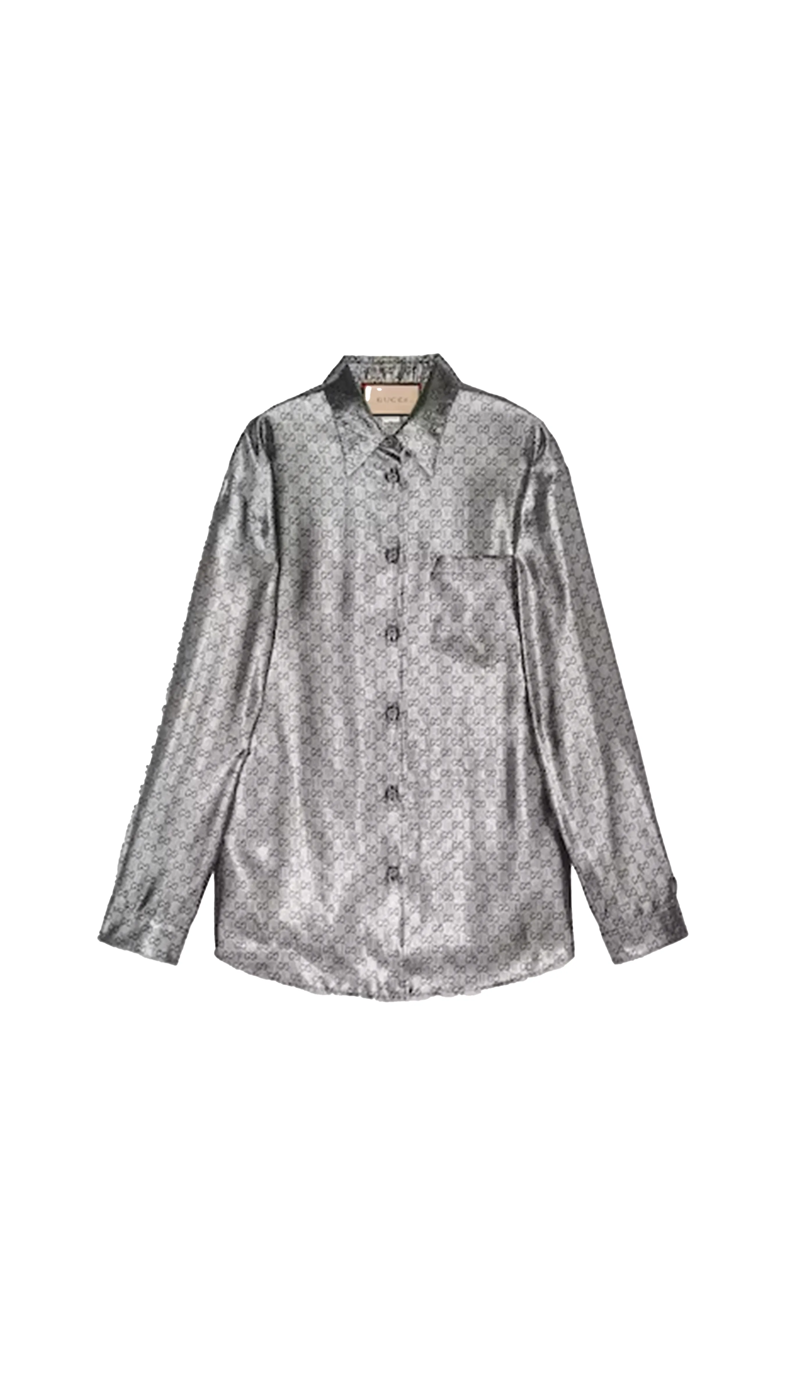 Lamé GG Crêpe Shirt - Grey