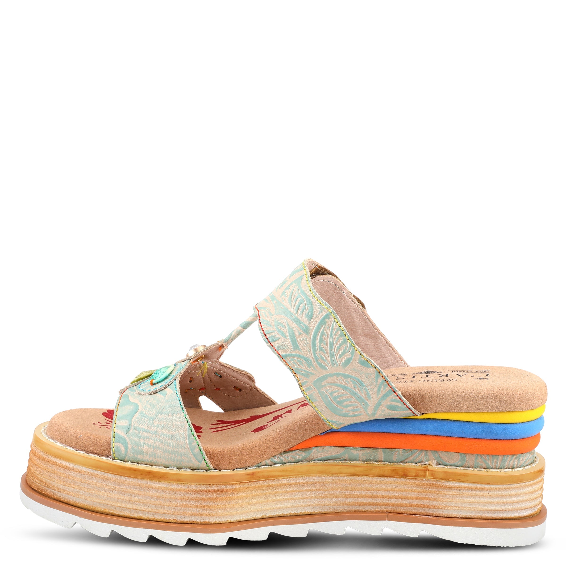 L'ARTISTE PEACOCK SLIDE SANDALS