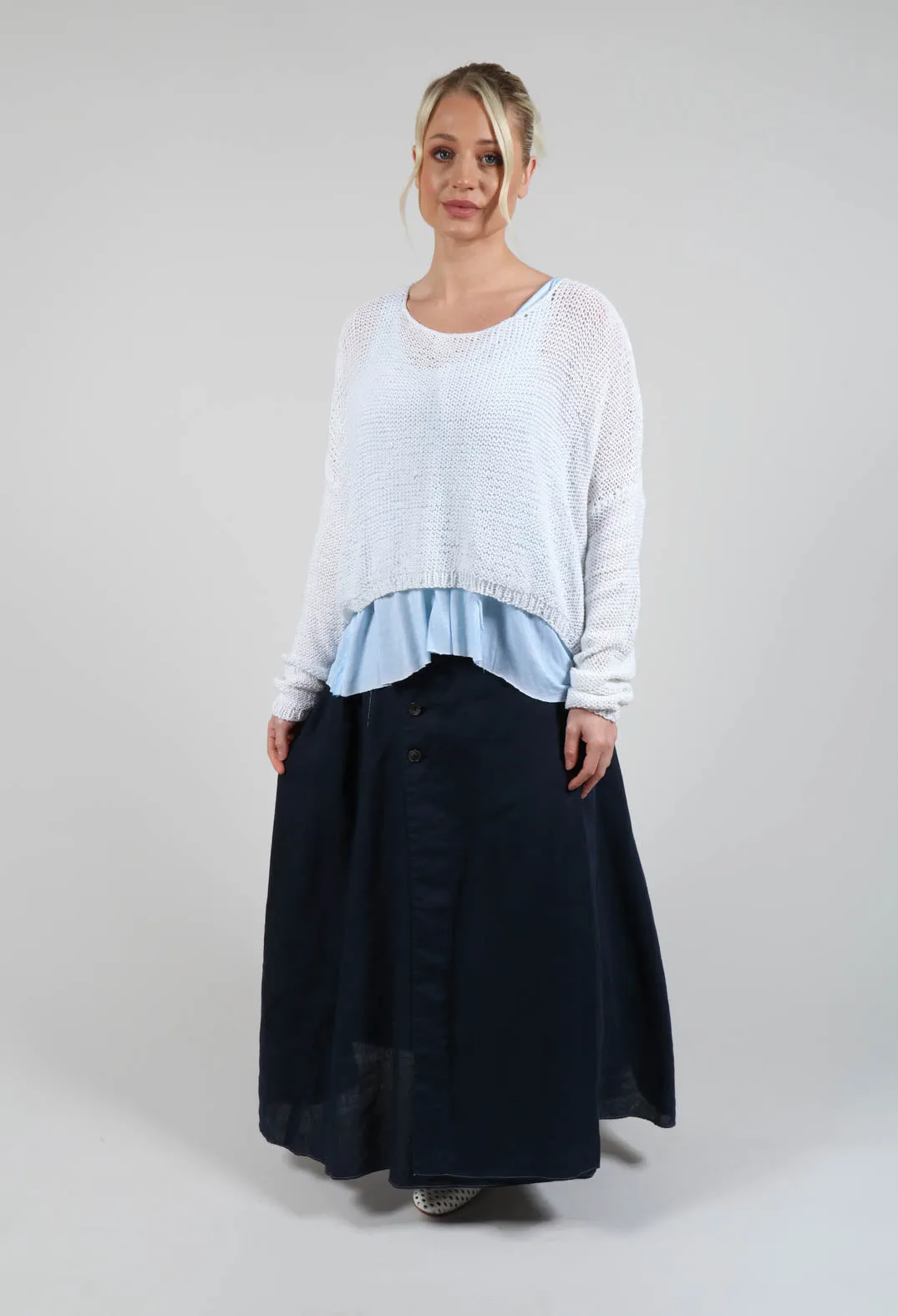 Linen Skirt in Navy