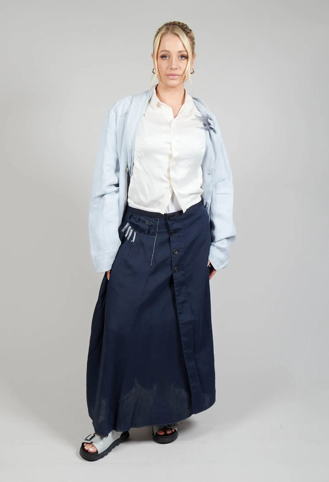 Linen Skirt in Navy