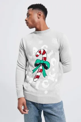 Magic Stick Christmas Jumper | boohooMAN UK