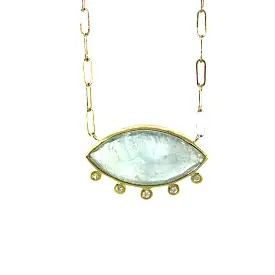 Marquise Shaped Aquamarine & Diamond Necklace