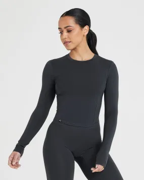 Mellow Soft Mid Long Sleeve Top | Coal