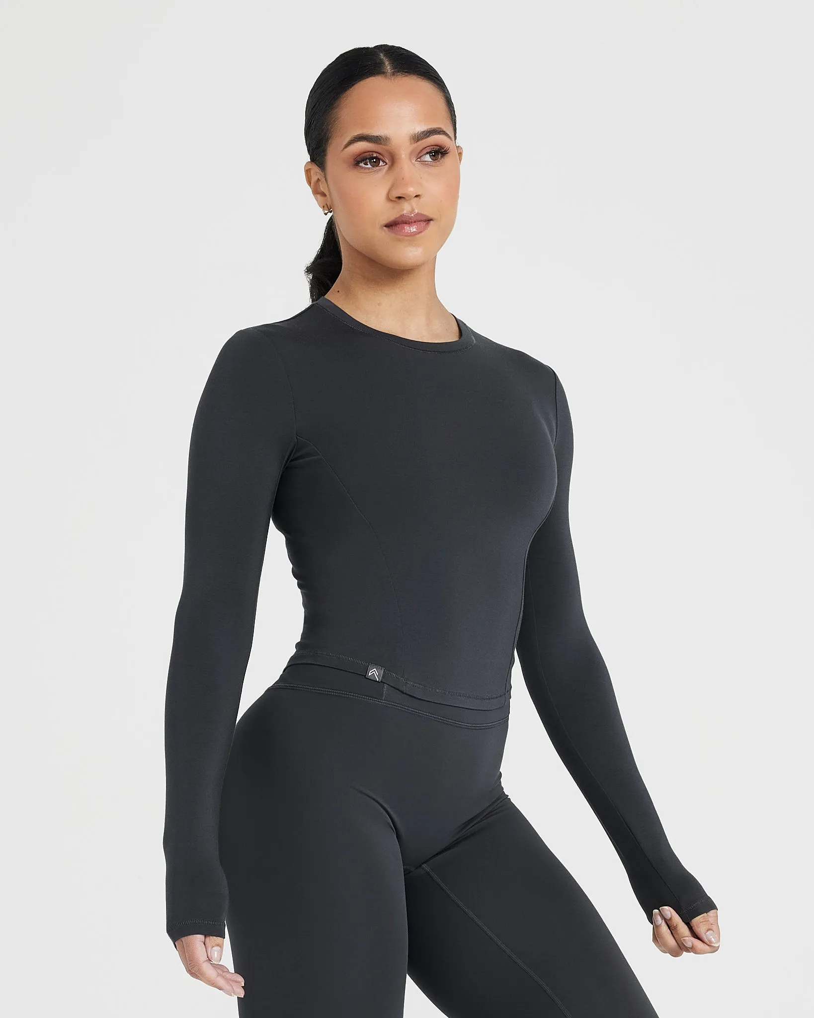 Mellow Soft Mid Long Sleeve Top | Coal