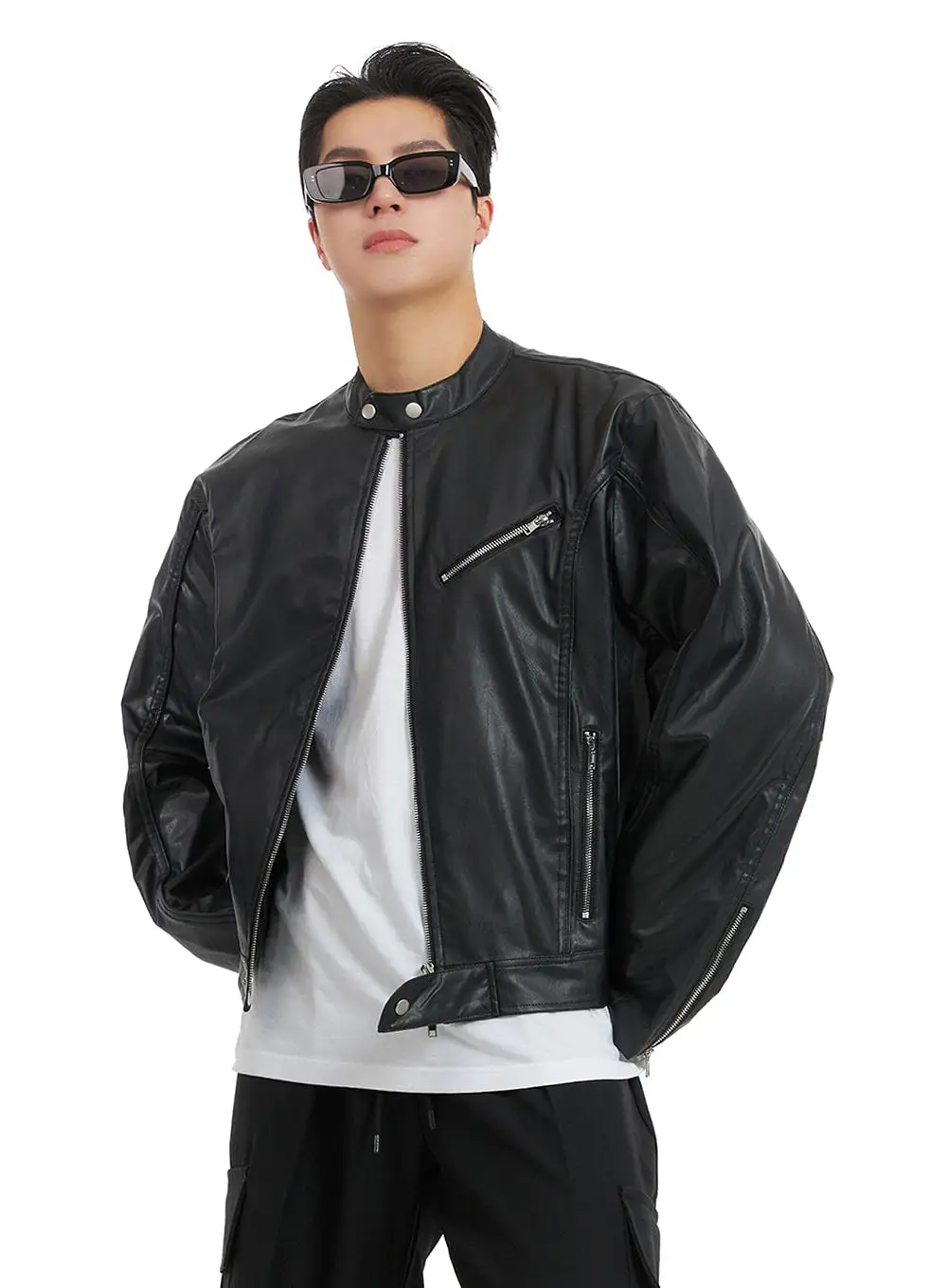 Men's Leather Biker Jacket IA401