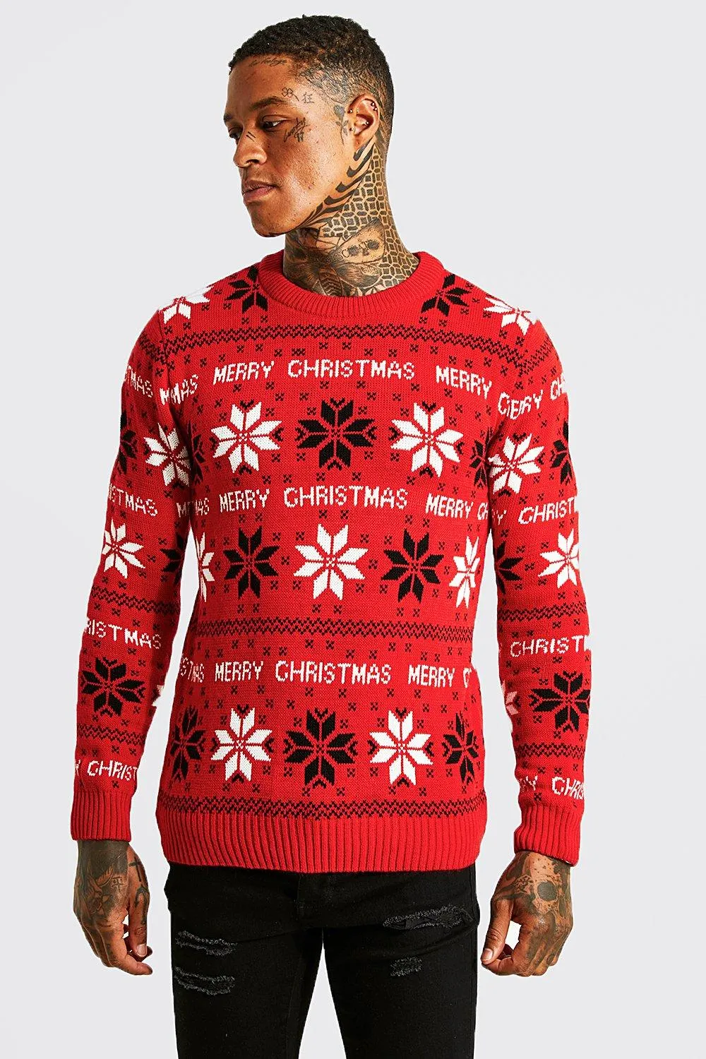 Merry Christmas Fairisle Jumper | boohooMAN UK