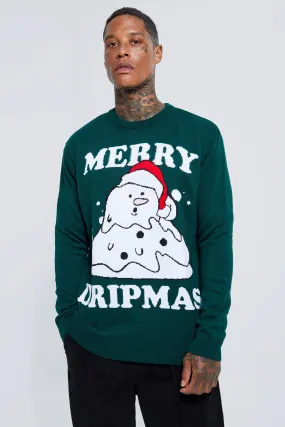 Merry Dripmas Christmas Jumper | boohooMAN UK