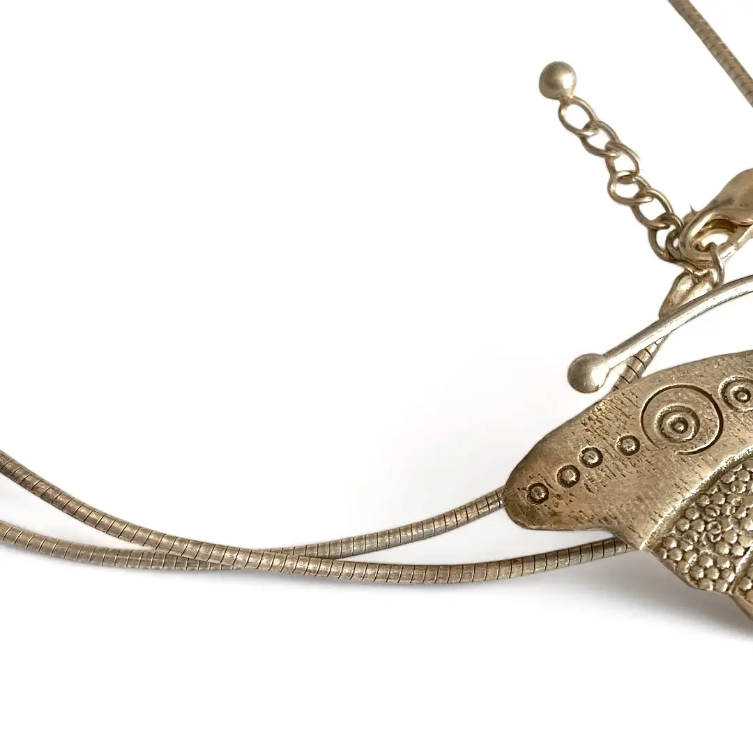 Metal Stamped Mariposa Pendant on Sterling Silver Chain