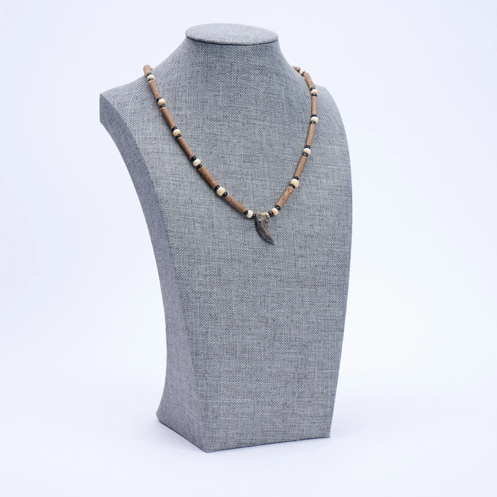 Natural Wood and Bone Necklace - Short Claw