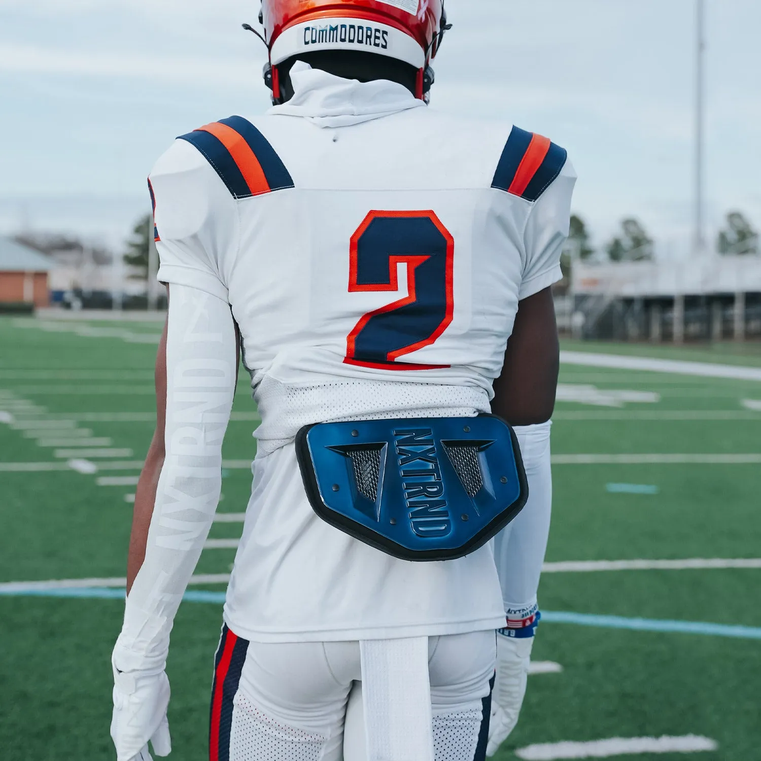 NXTRND B-PLATE Football Back Plate Chrome Navy Blue