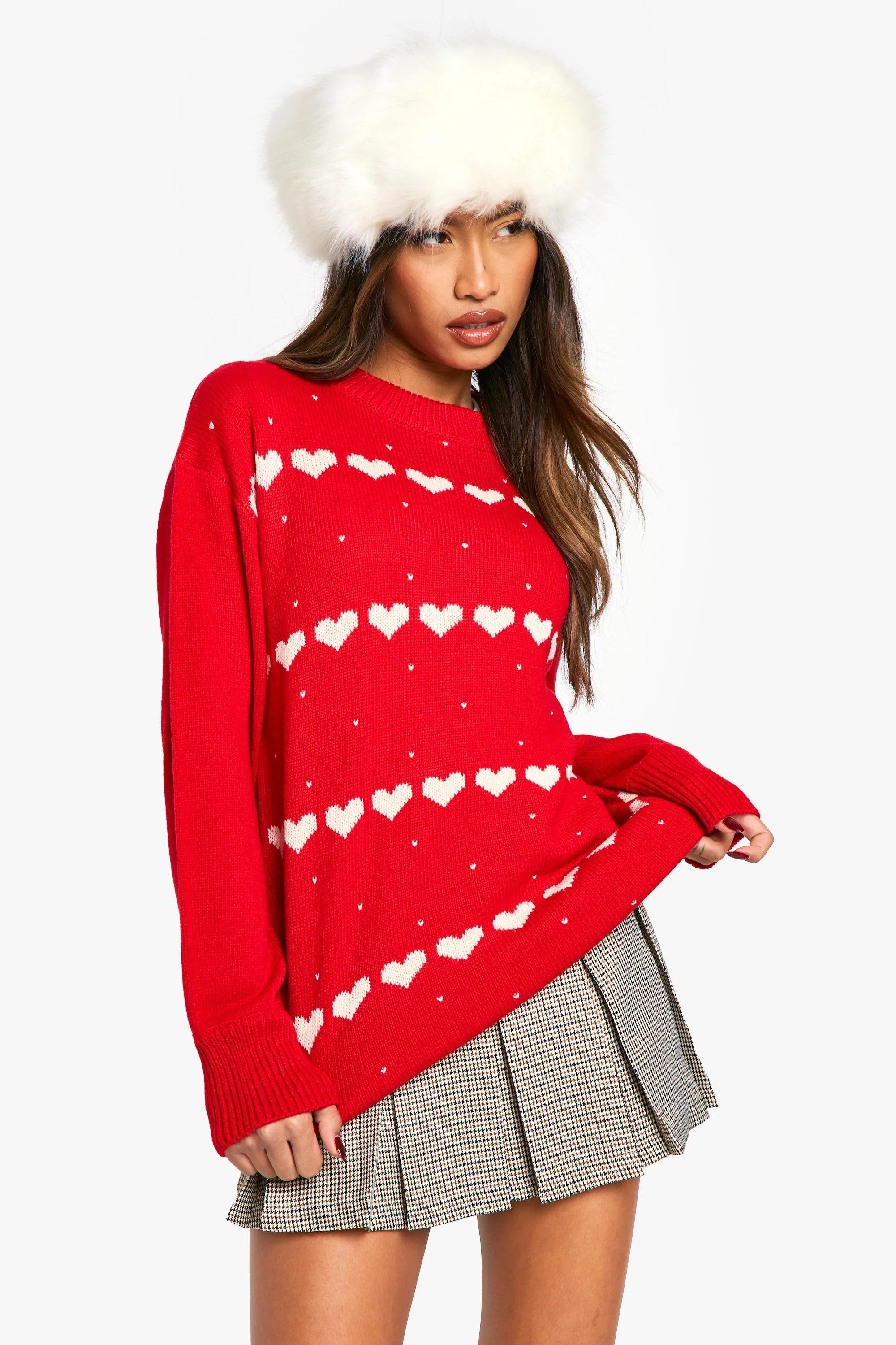 Oversized Christmas Hearts Sweater