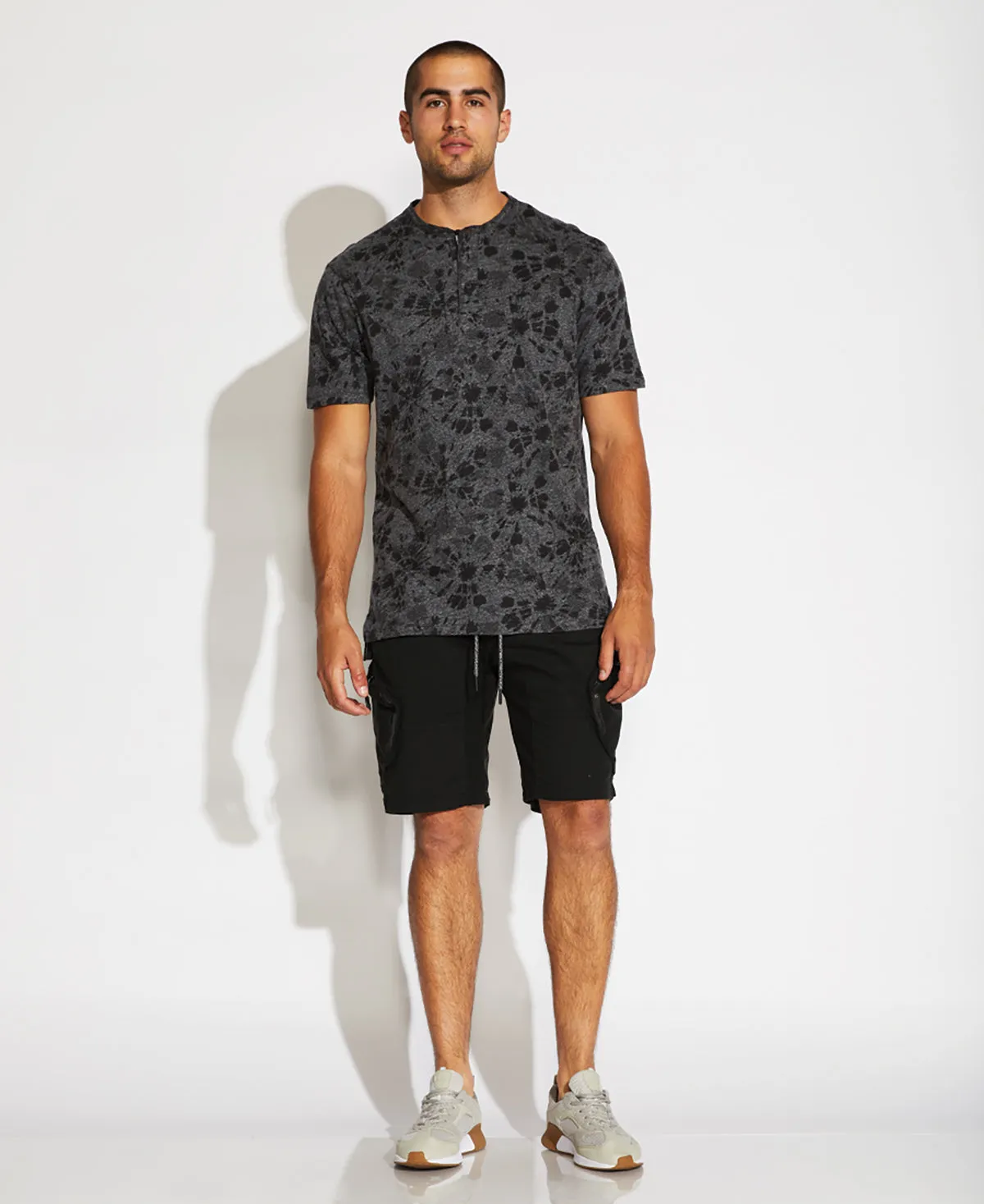 Palu Printed Henley T-Shirt (Heather Black)