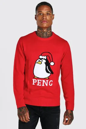 Peng Christmas Jumper | boohooMAN UK