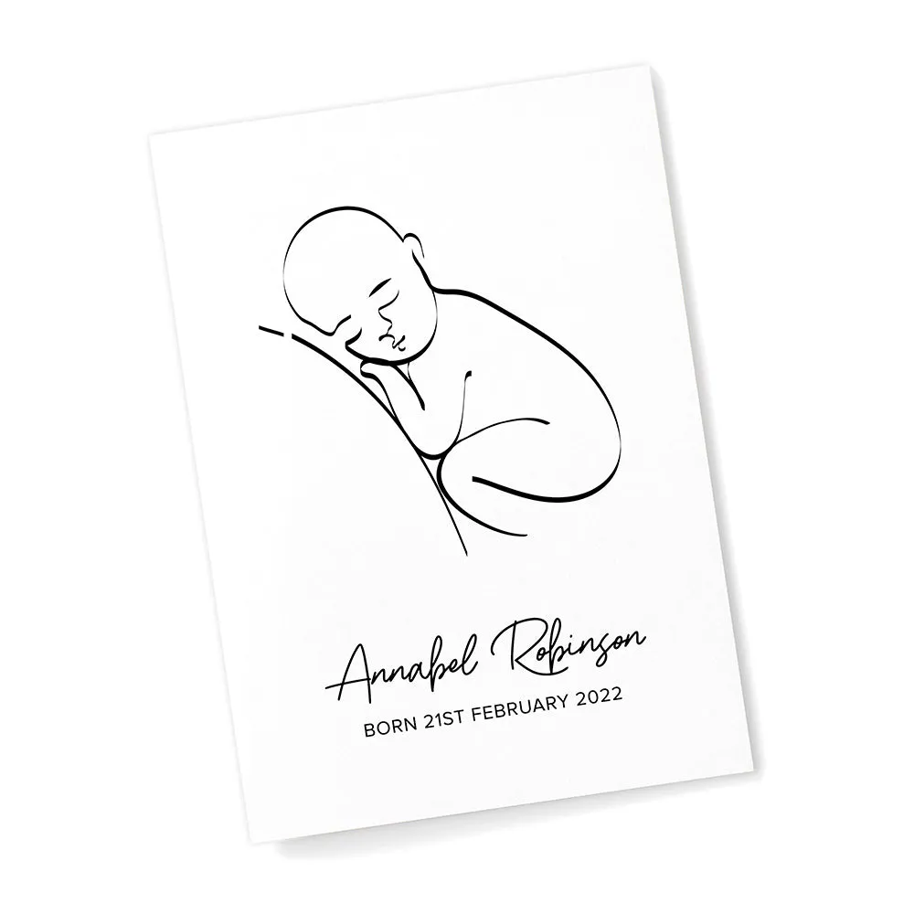 Personalised Line Art Resting Baby Print