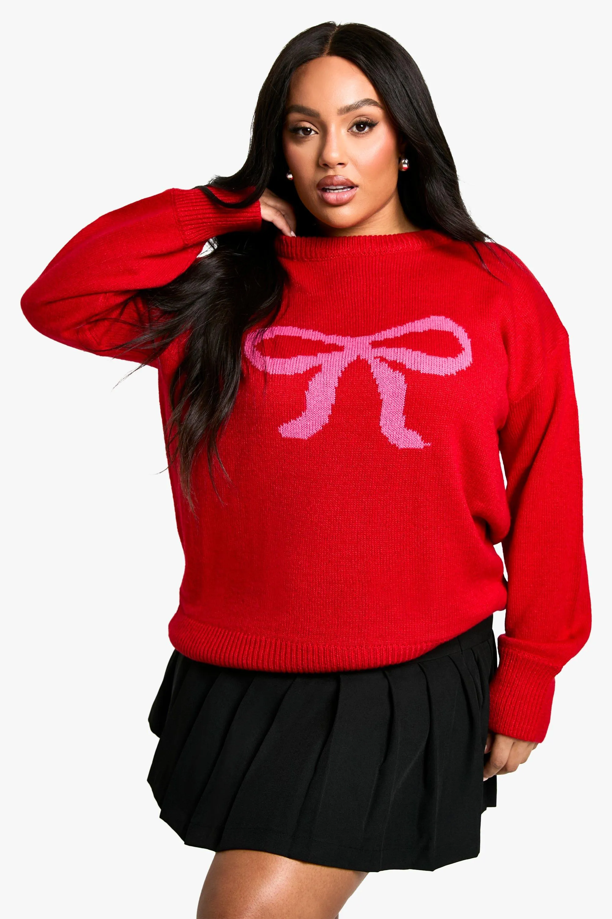 Plus Oversized Christmas Bow Sweater