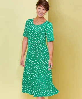 Polka-dot Print Flared Dress