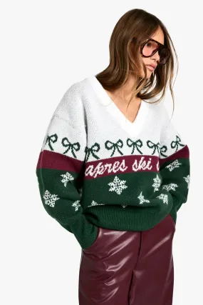 Premium Christmas Fairisle Knitted V Neck Sweater