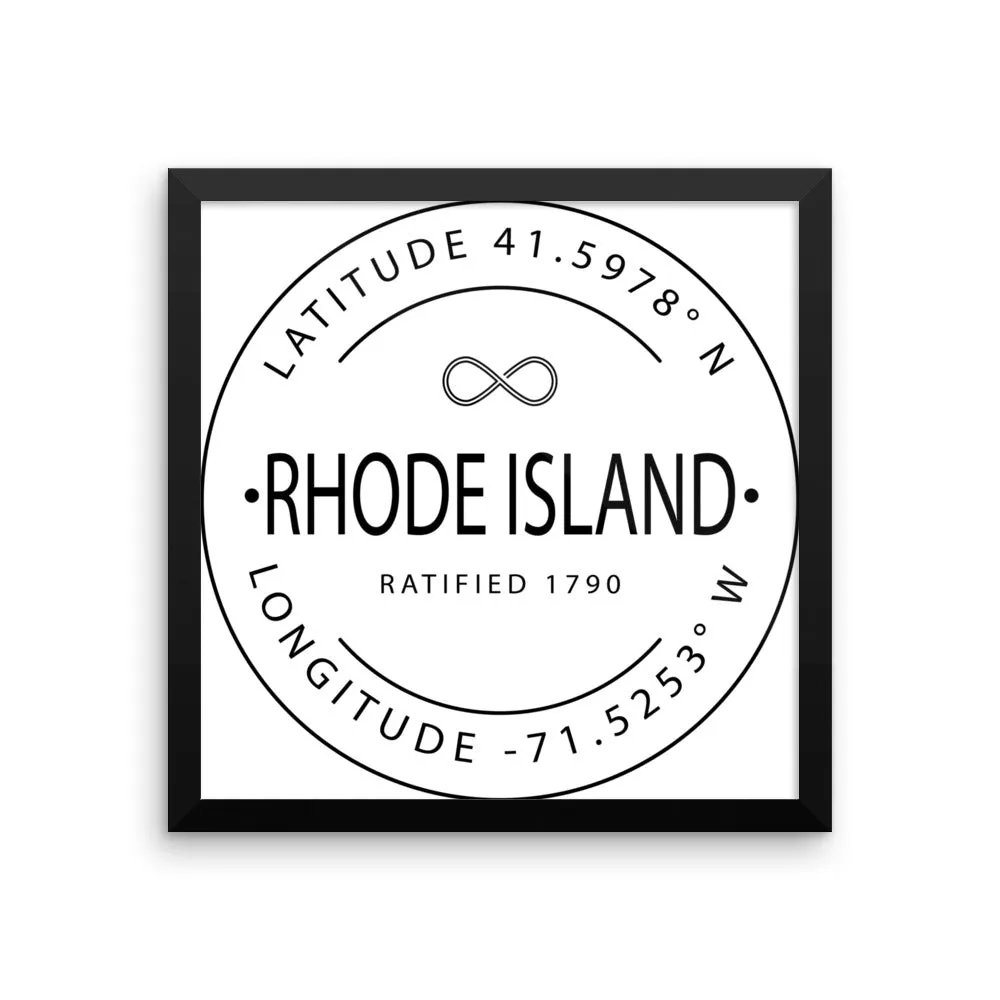 Rhode Island - Framed Print - Latitude & Longitude