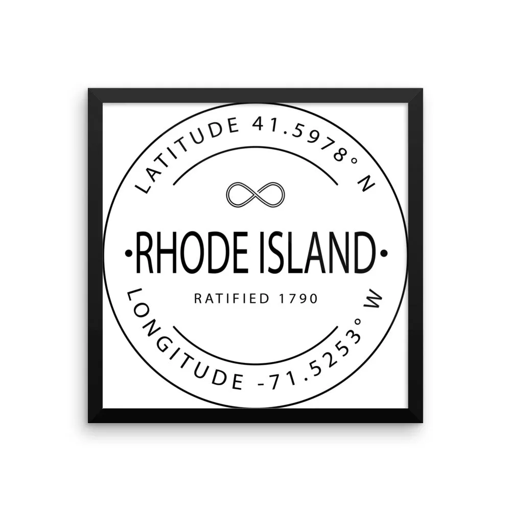 Rhode Island - Framed Print - Latitude & Longitude