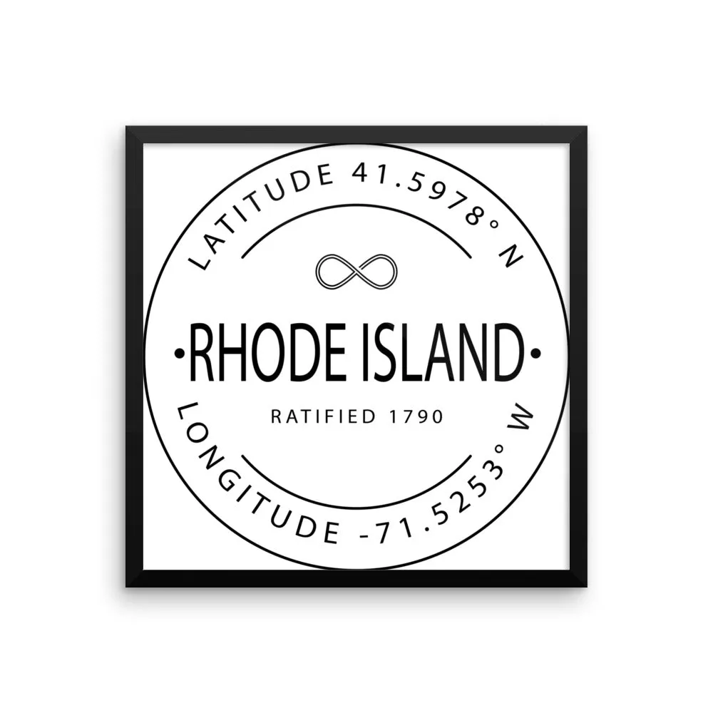 Rhode Island - Framed Print - Latitude & Longitude