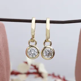 Round Diamond Bezel  Set Hoop Earrings