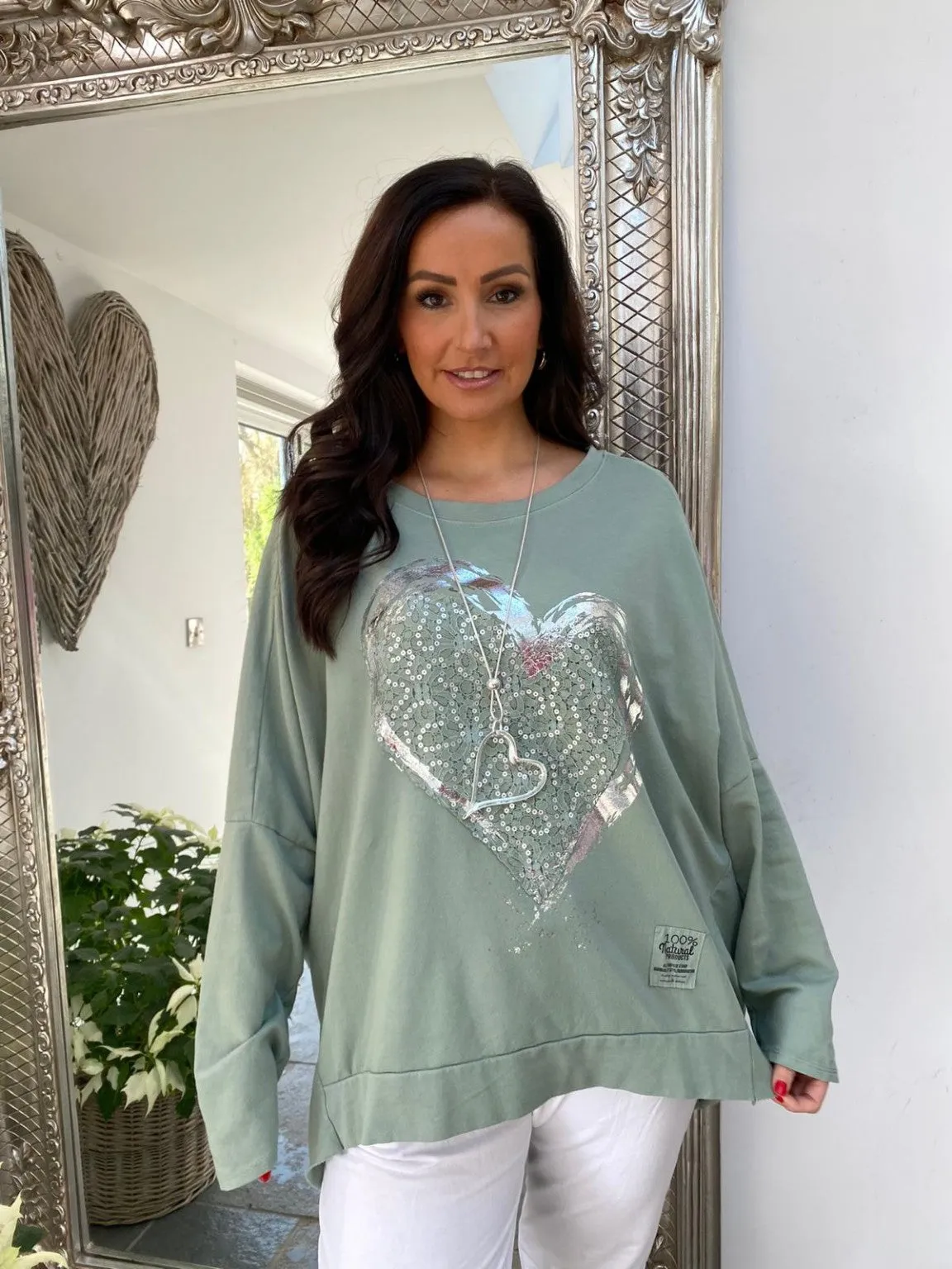 Sequin Lace Heart Sweatshirt Caitlin