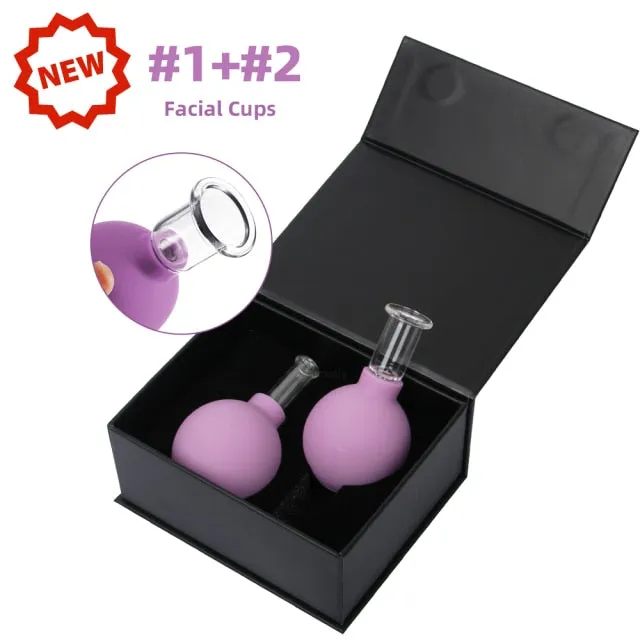 Set Facial Suction Cups Body Hijama Anti-cellulite Rubber Head Glass