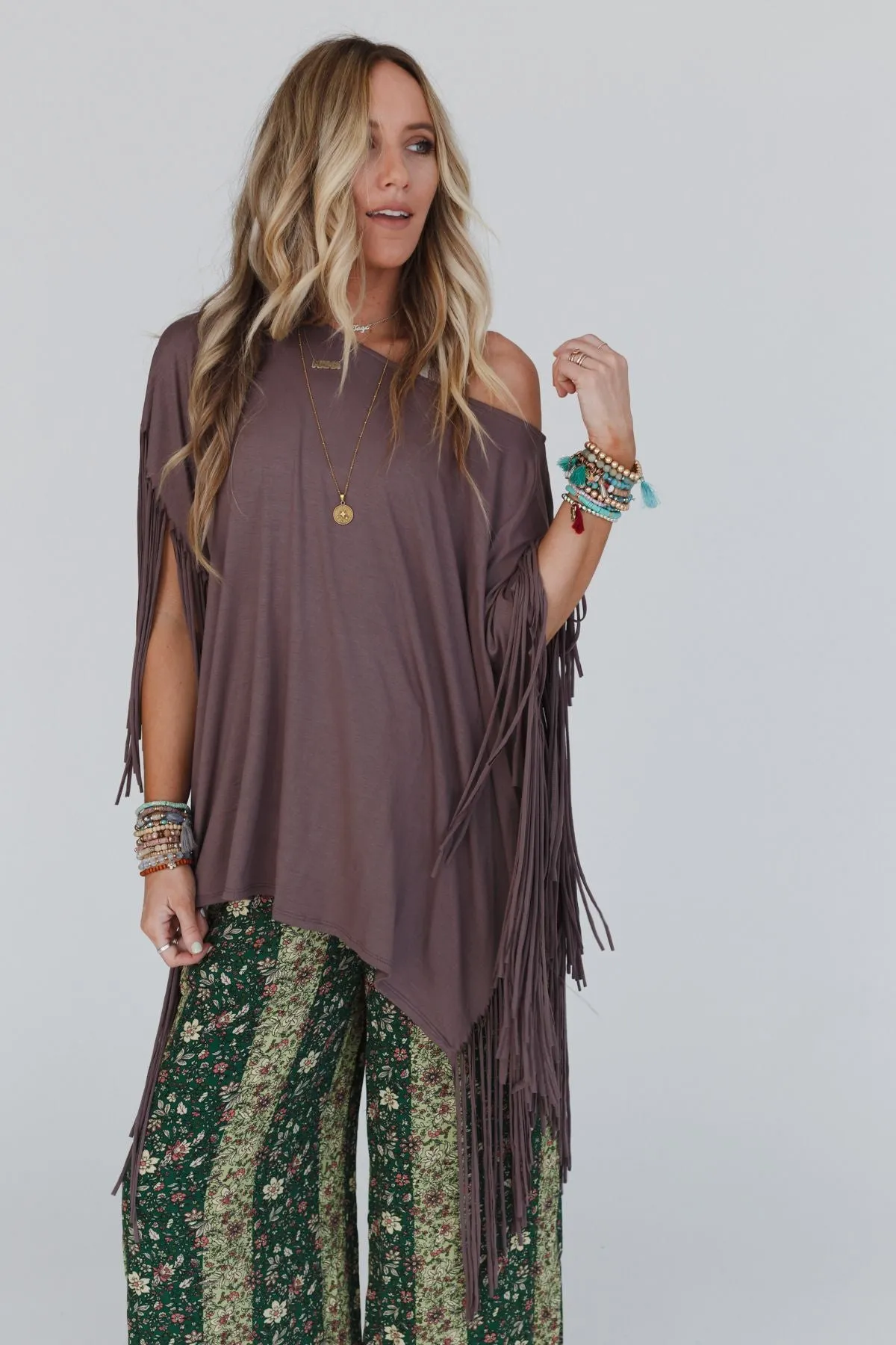 Showstopper Fringe Top - Mocha