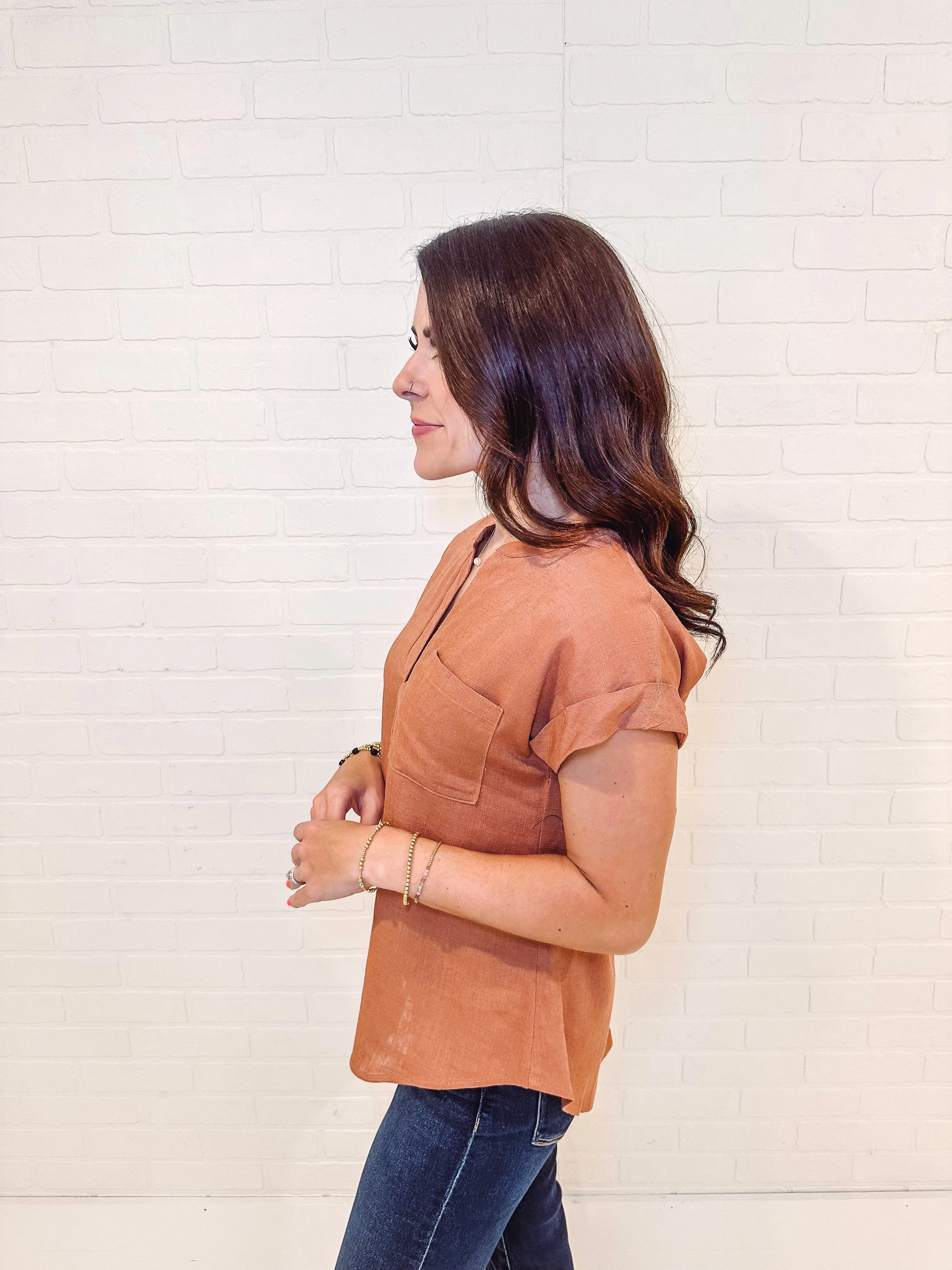 Sienna Linen Button Back Top