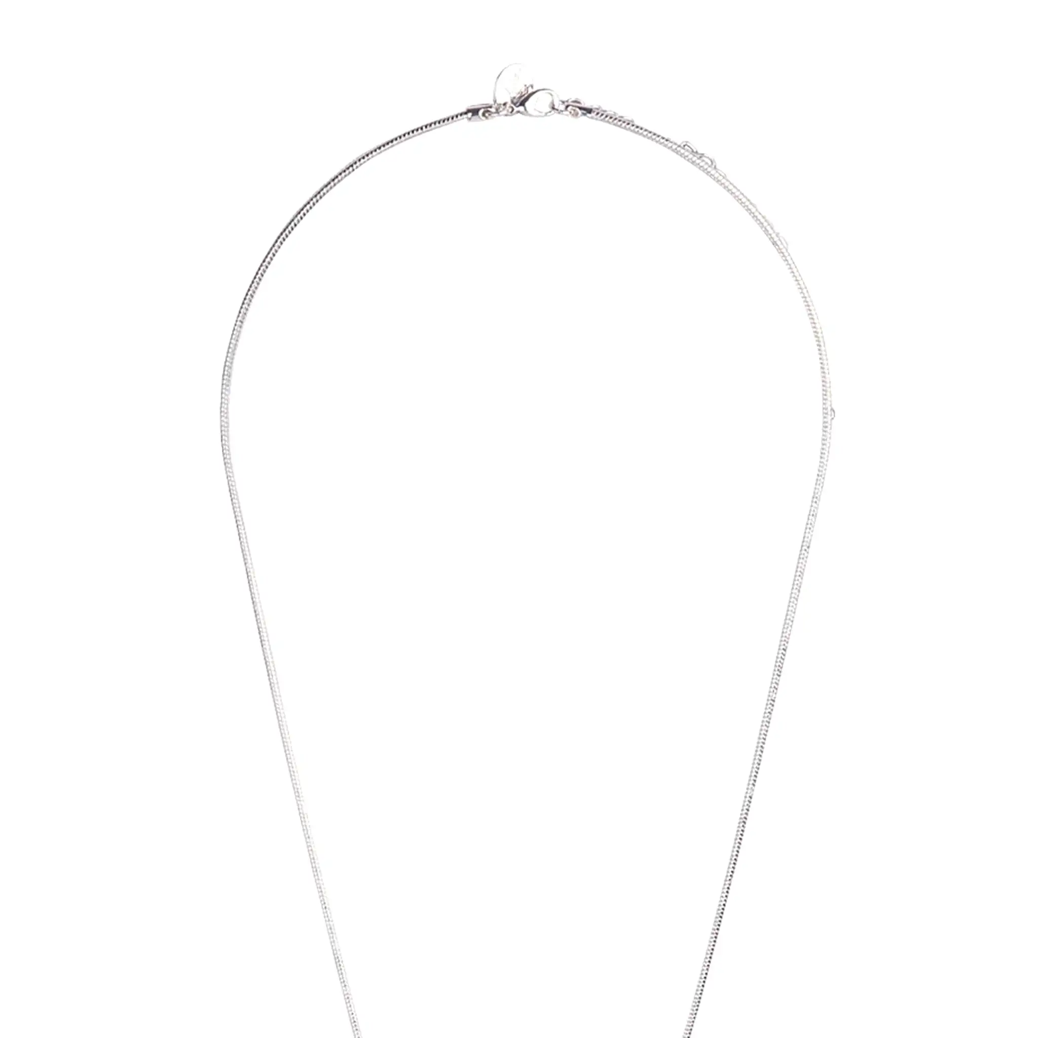 Silver Chain Tassel & Knotted Lariat Necklace