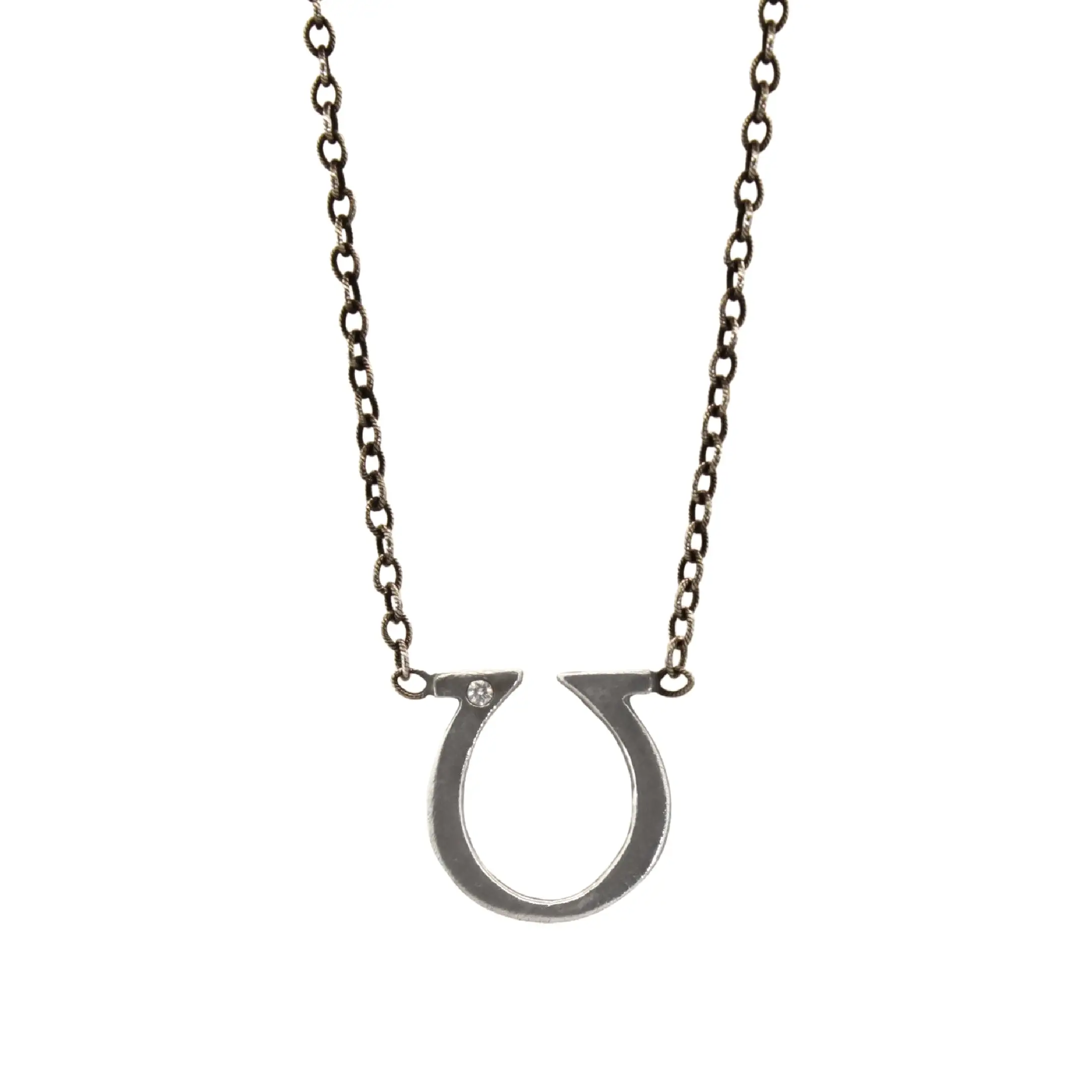 Silver Horseshoe & Diamond Necklace