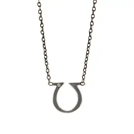 Silver Horseshoe & Diamond Necklace