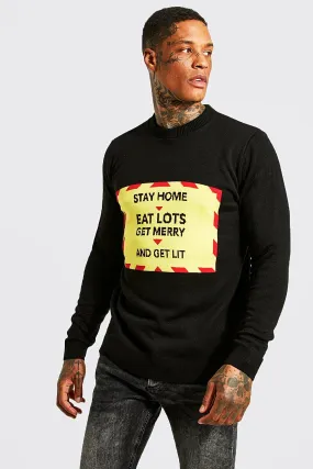 Slogan Christmas Jumper | boohooMAN UK