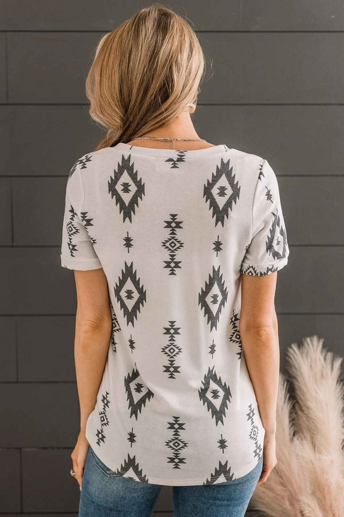 Spread Your Wings Aztec Print Top- Ivory