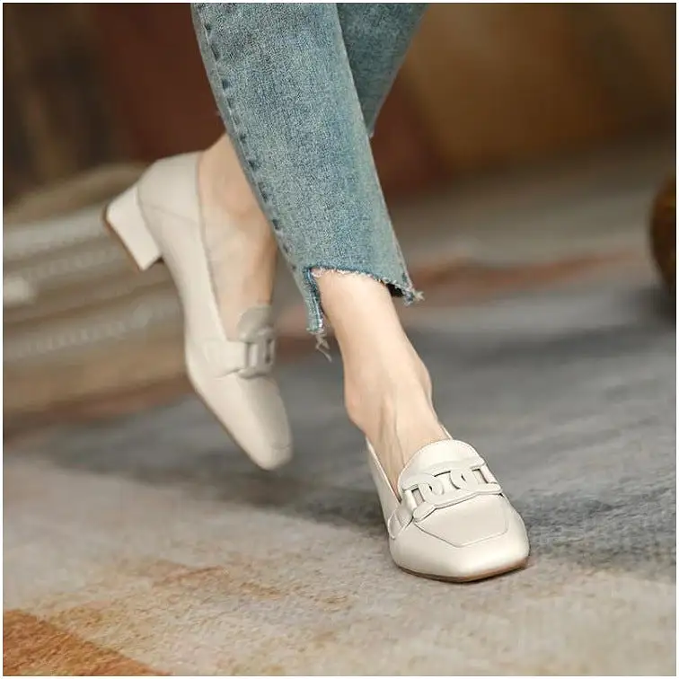 spring and autumn new thick heel single shoes