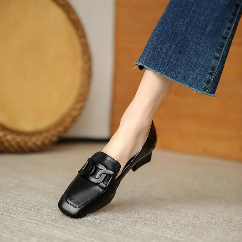 spring and autumn new thick heel single shoes