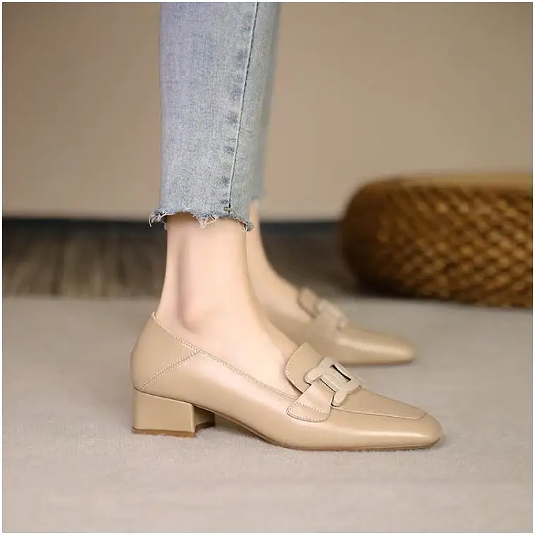 spring and autumn new thick heel single shoes