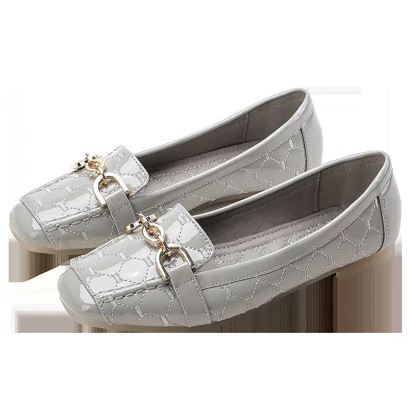 Square toe flat comfortable women's shoes