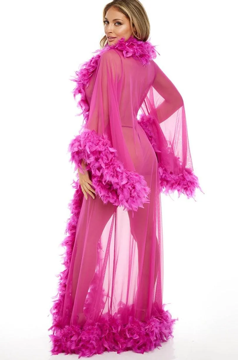 SS-Long Robe Marabou Trim