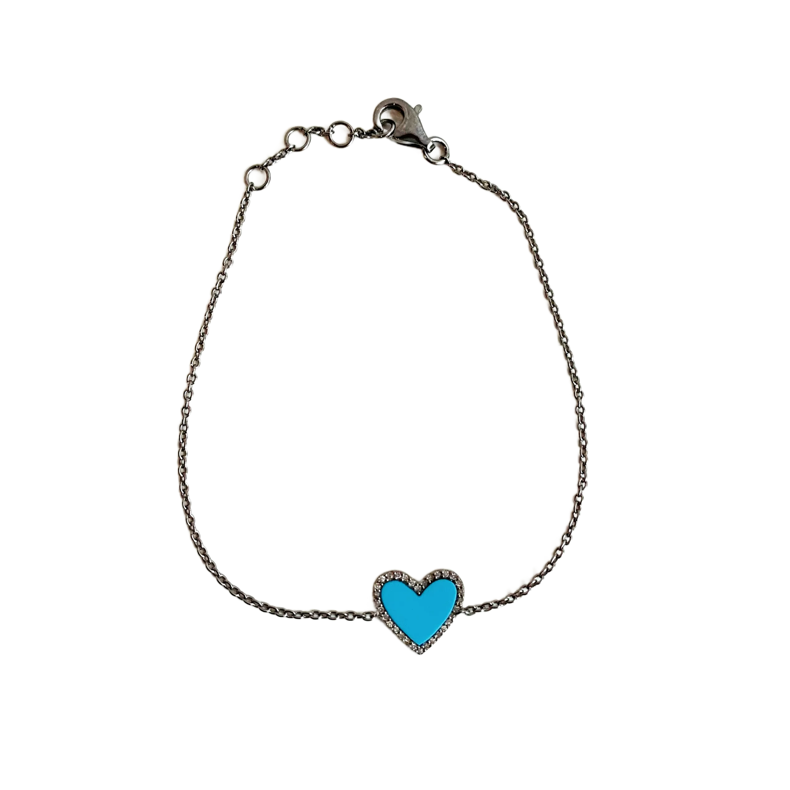 Sterling Silver Turquoise Heart Bracelet