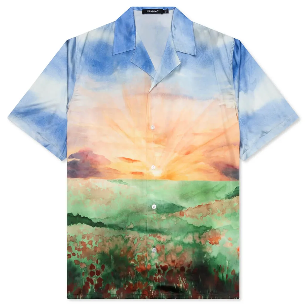 Summerland Sunset S/S Silk Shirt - Landscape Poppies