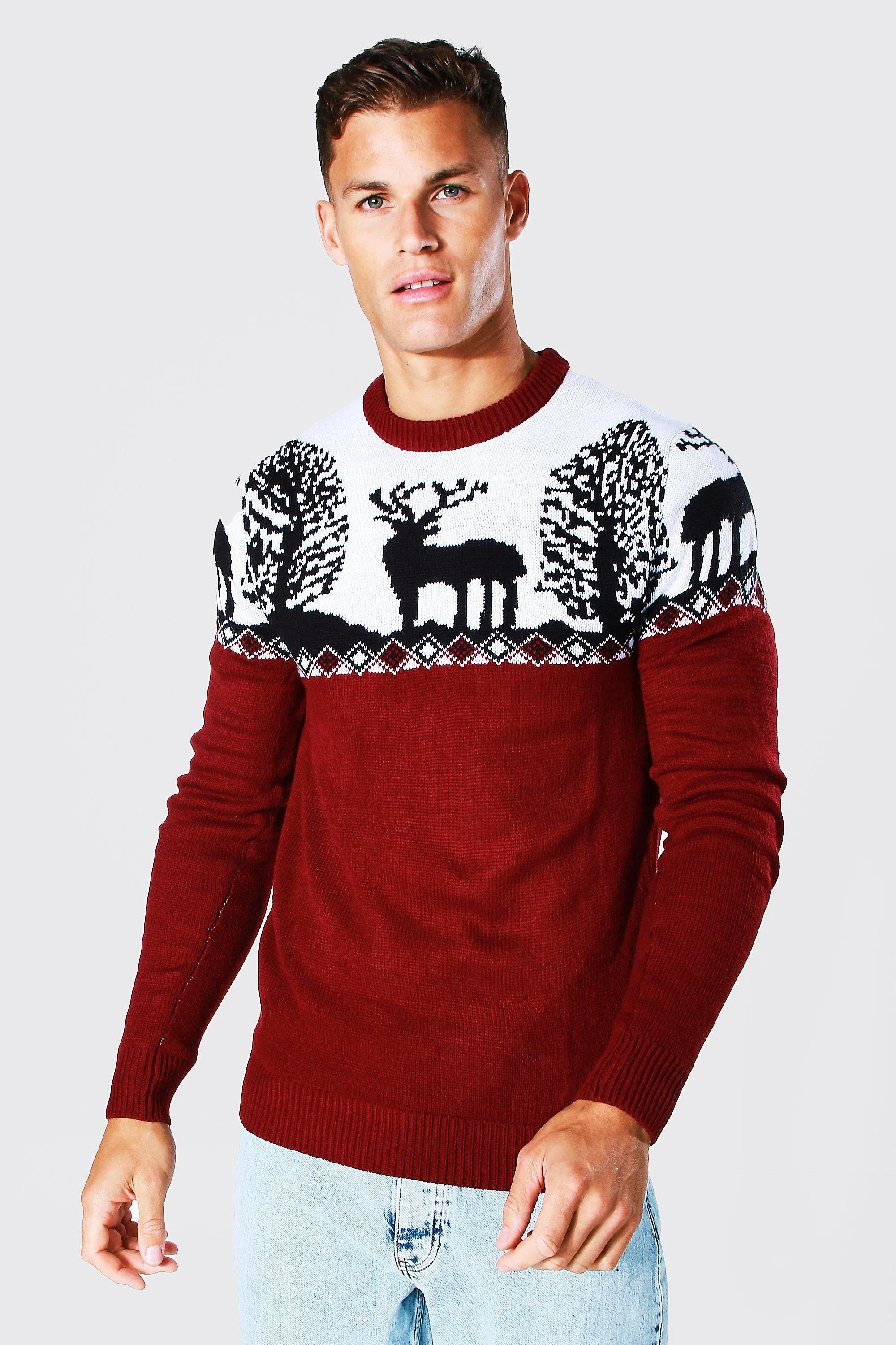 Tall Fairisle Knitted Christmas Jumper | boohooMAN UK