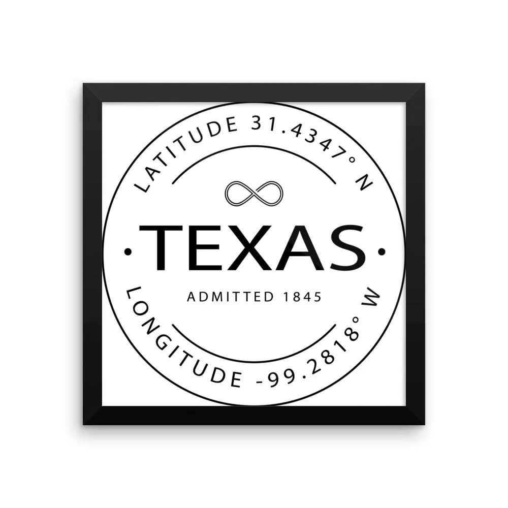 Texas - Framed Print - Latitude & Longitude