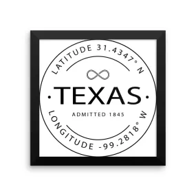 Texas - Framed Print - Latitude & Longitude